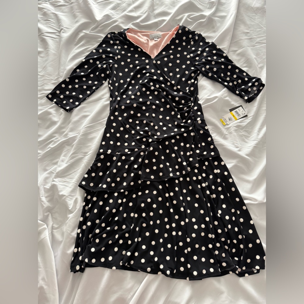 Black Polka Dot Wrap Dress